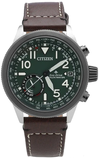 Satellite Wave - World Time GPS Green Dial Leather Strap CC3064